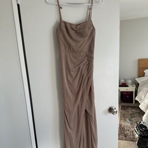 Azazie taupe dress